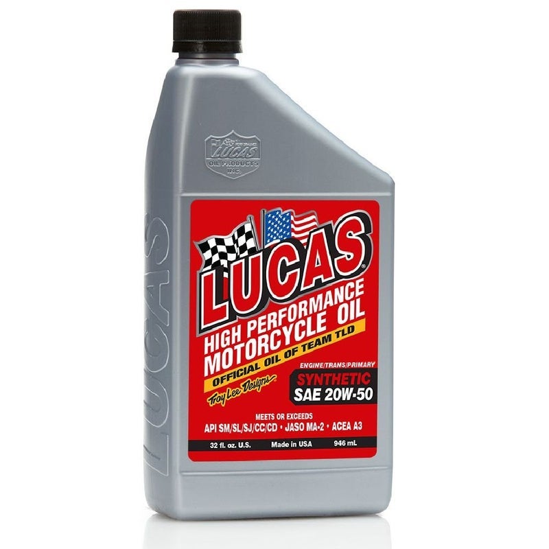 Lucas Oil 10702 SAE 20W-50 Synthetic Motorcycle Oil - 1 Quart Bottle - Image 1